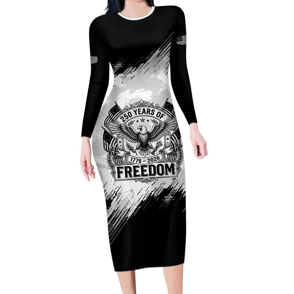 American 1776-2026 Long Sleeve Bodycon Dress USA 250th Anniversary