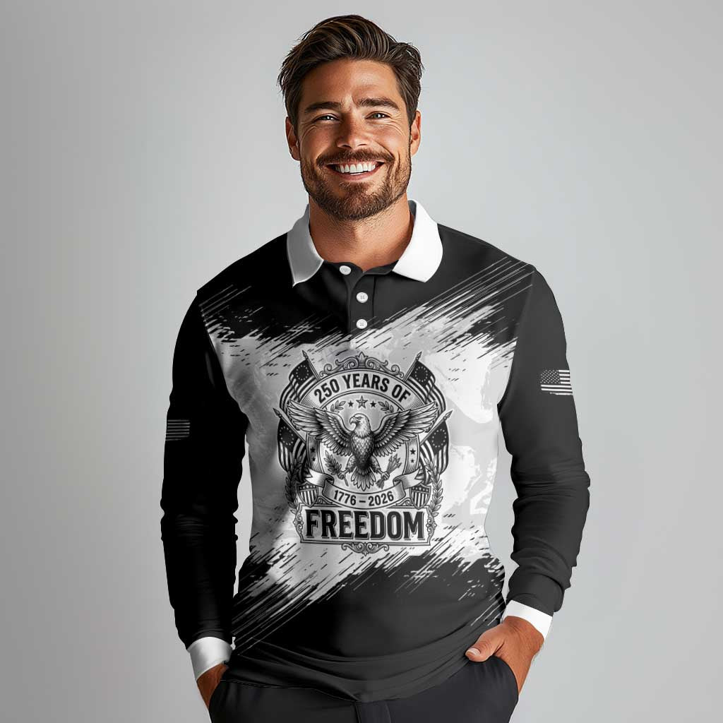 American 1776-2026 Long Sleeve Polo Shirt USA 250th Anniversary