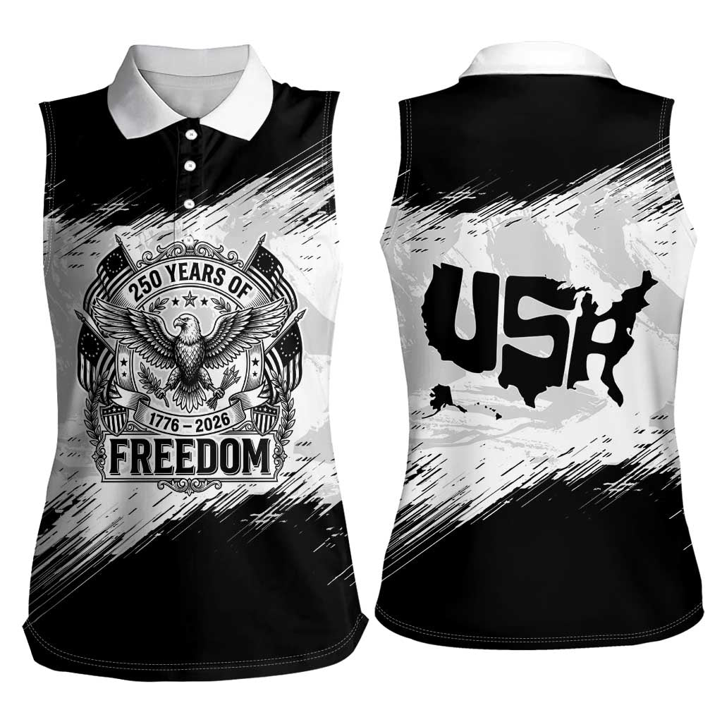 American 1776-2026 Women Sleeveless Polo Shirt USA 250th Anniversary