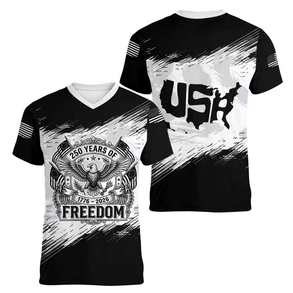American 1776-2026 Women V-Neck T-Shirt USA 250th Anniversary