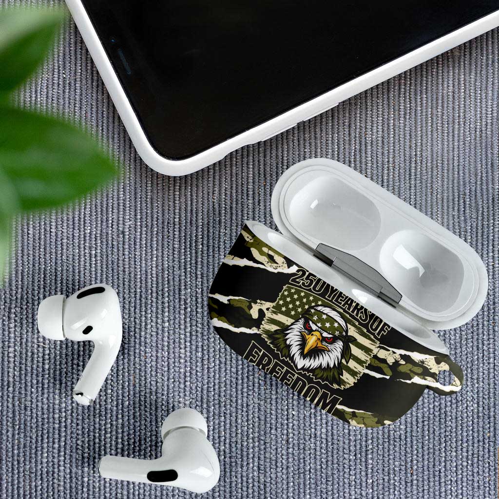 USA 250th Anniversary AirPods Case Eagle Camouflage Zipper Stylized