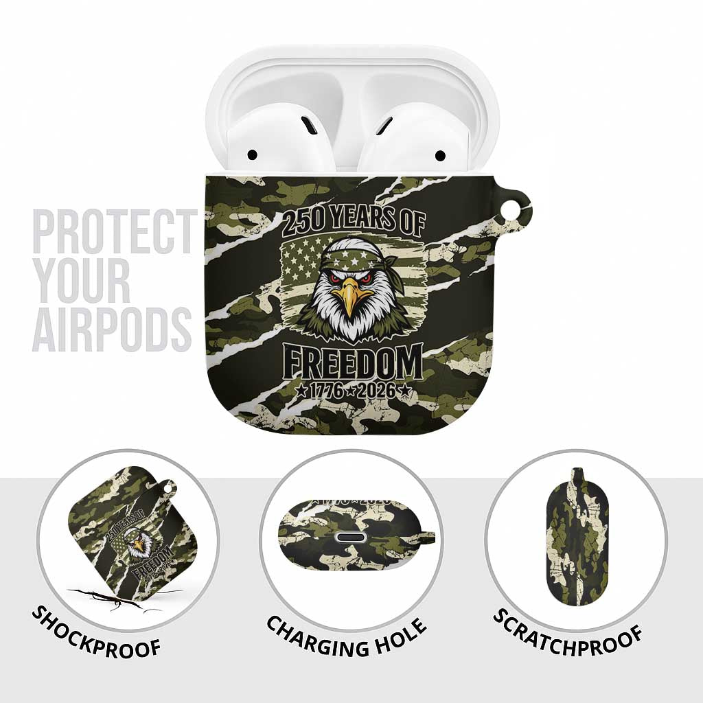 USA 250th Anniversary AirPods Case Eagle Camouflage Zipper Stylized