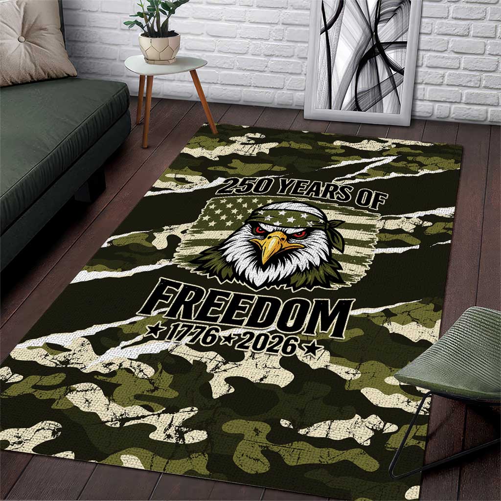 USA 250th Anniversary Area Rug Eagle Camouflage Zipper Stylized