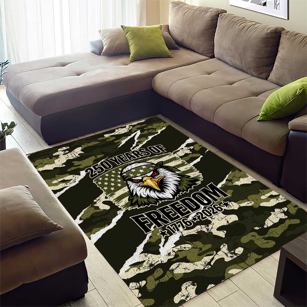 USA 250th Anniversary Area Rug Eagle Camouflage Zipper Stylized