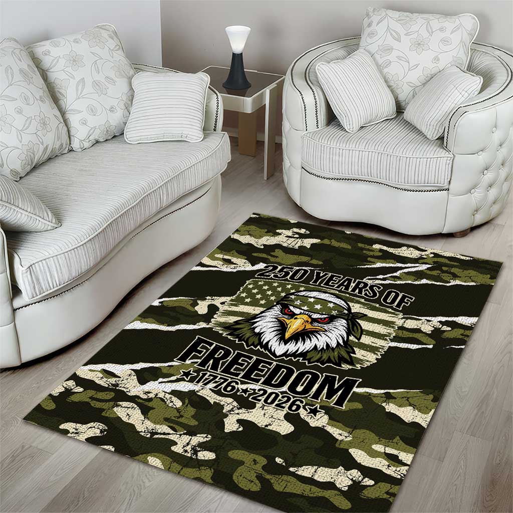 USA 250th Anniversary Area Rug Eagle Camouflage Zipper Stylized