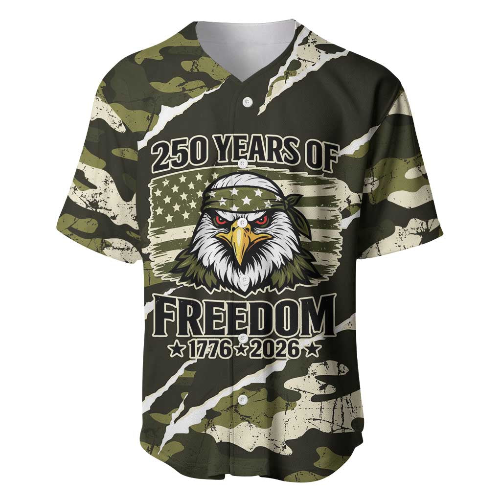 Personalized USA 250th Anniversary Baseball Jersey Eagle Camouflage Zipper Stylized