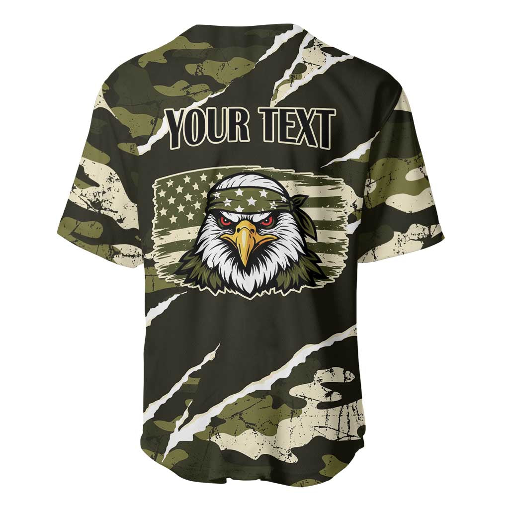 Personalized USA 250th Anniversary Baseball Jersey Eagle Camouflage Zipper Stylized