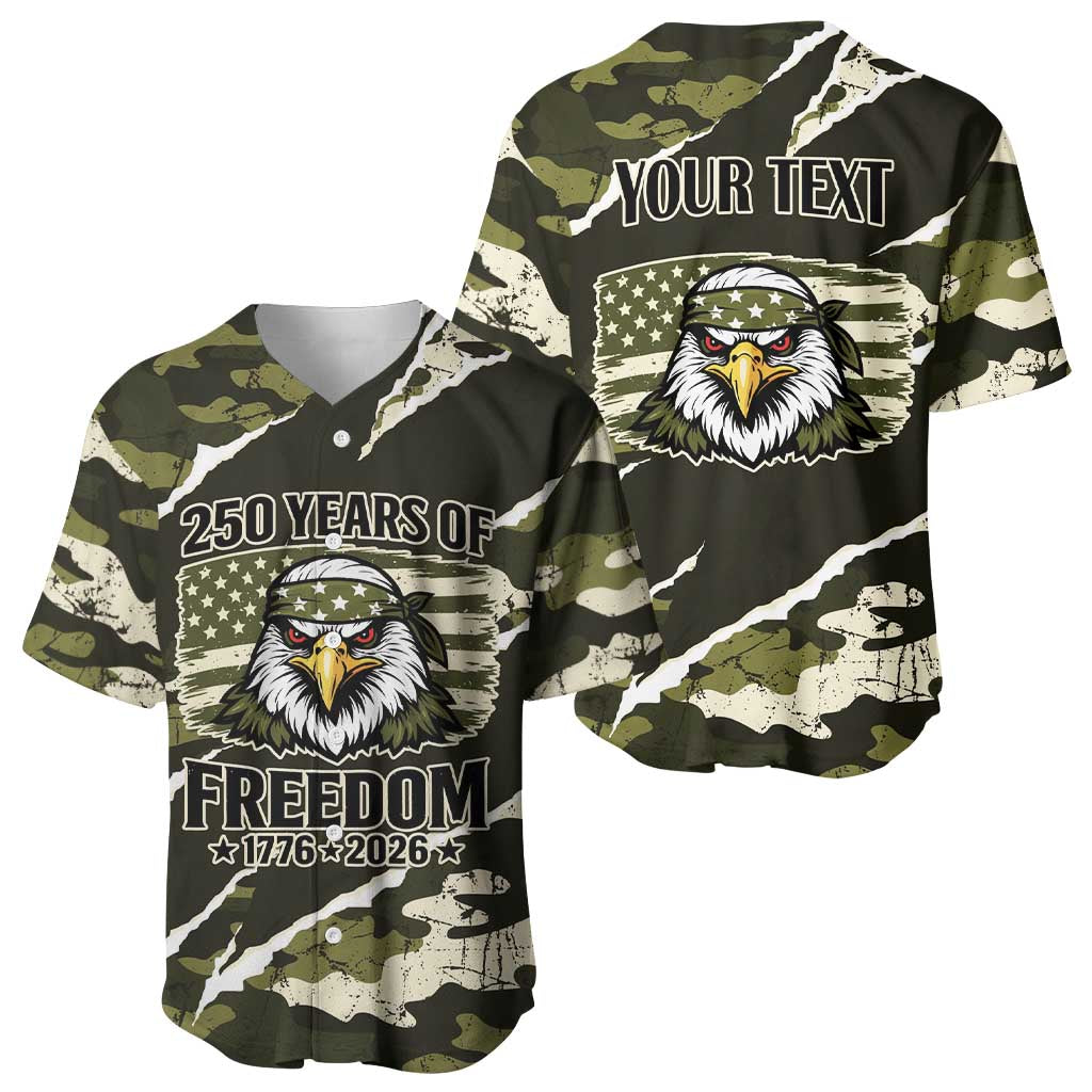 Personalized USA 250th Anniversary Baseball Jersey Eagle Camouflage Zipper Stylized