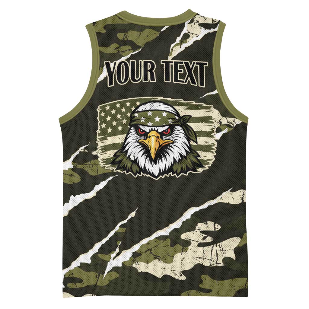 Personalized USA 250th Anniversary Basketball Jersey Eagle Camouflage Zipper Stylized