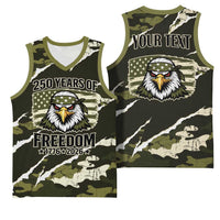Personalized USA 250th Anniversary Basketball Jersey Eagle Camouflage Zipper Stylized