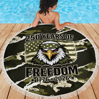 USA 250th Anniversary Beach Blanket Eagle Camouflage Zipper Stylized