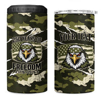 Personalized USA 250th Anniversary 4 in 1 Can Cooler Tumbler Eagle Camouflage Zipper Stylized