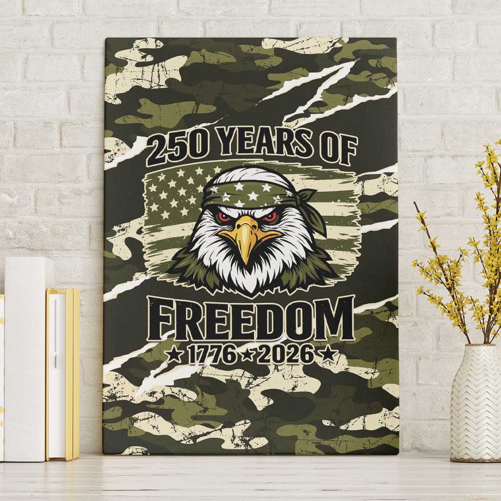 USA 250th Anniversary Canvas Wall Art Eagle Camouflage Zipper Stylized