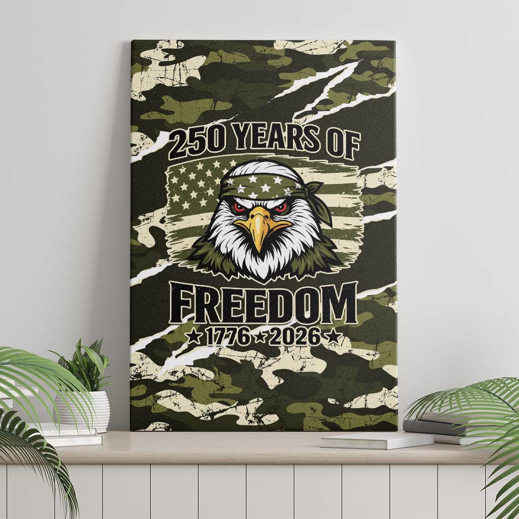 USA 250th Anniversary Canvas Wall Art Eagle Camouflage Zipper Stylized