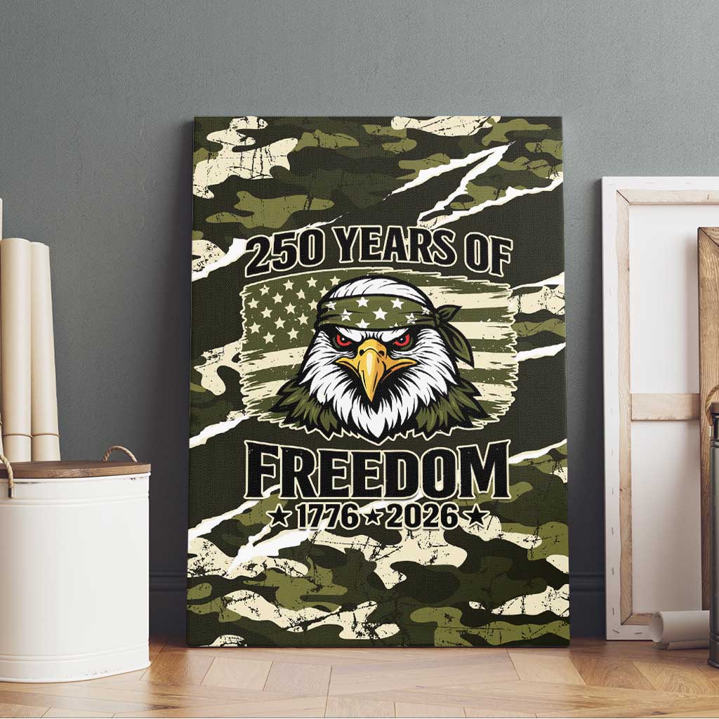 USA 250th Anniversary Canvas Wall Art Eagle Camouflage Zipper Stylized