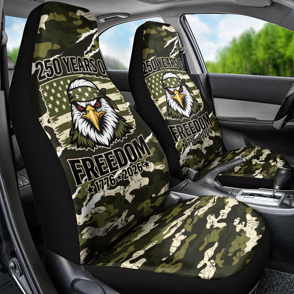 USA 250th Anniversary Car Seat Cover Eagle Camouflage Zipper Stylized