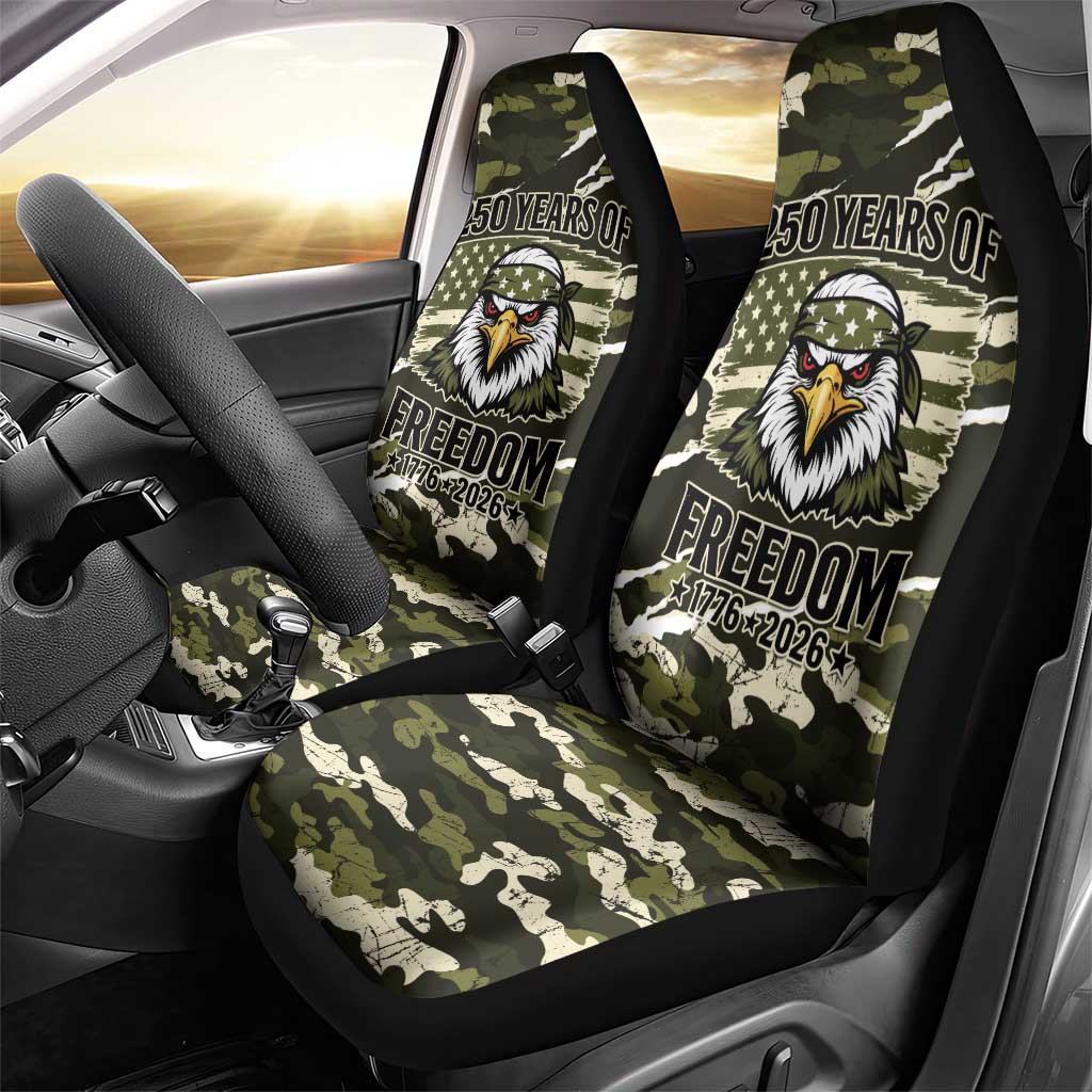 USA 250th Anniversary Car Seat Cover Eagle Camouflage Zipper Stylized