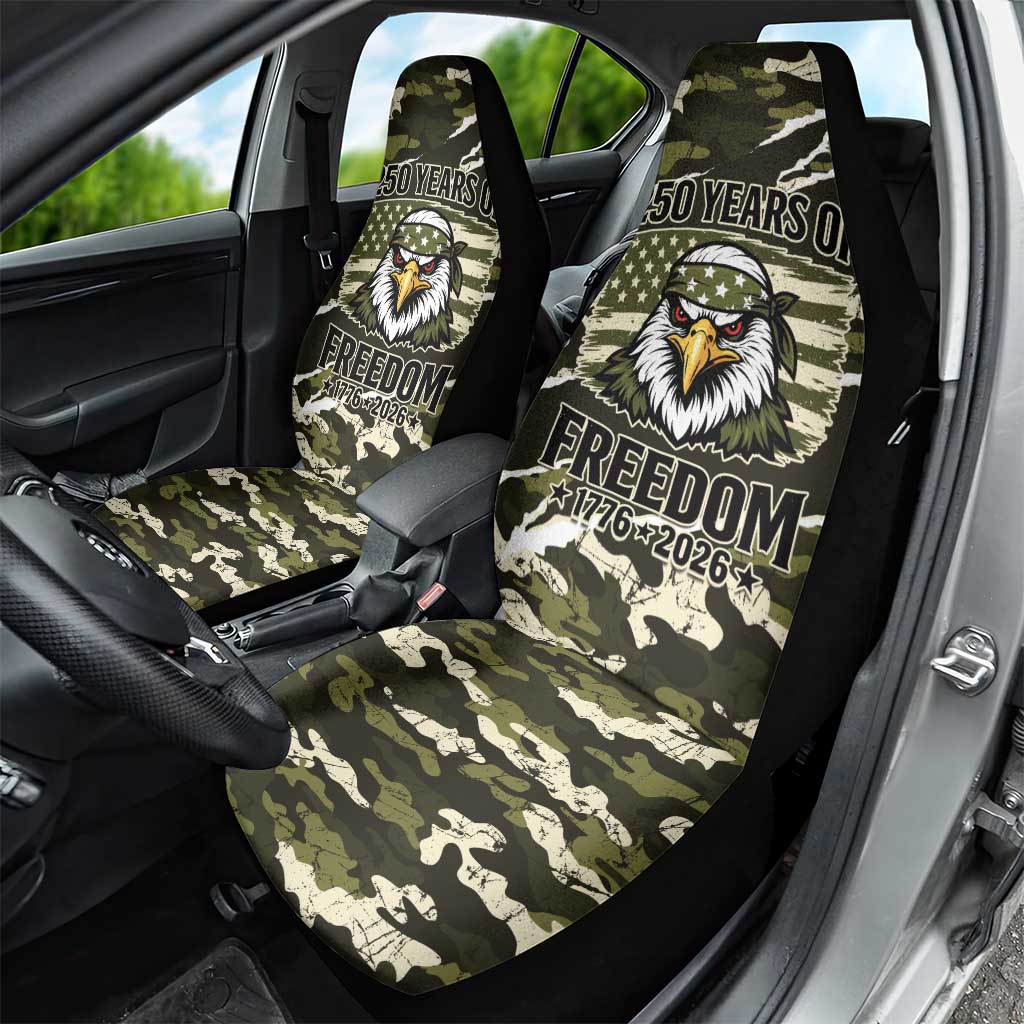 USA 250th Anniversary Car Seat Cover Eagle Camouflage Zipper Stylized