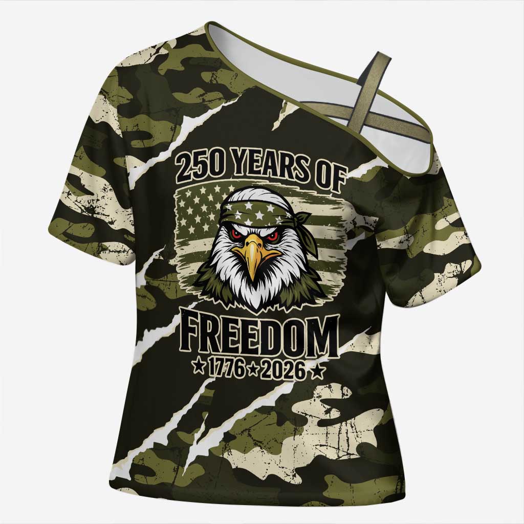 Personalized USA 250th Anniversary Cross Shoulder Shirt Eagle Camouflage Zipper Stylized