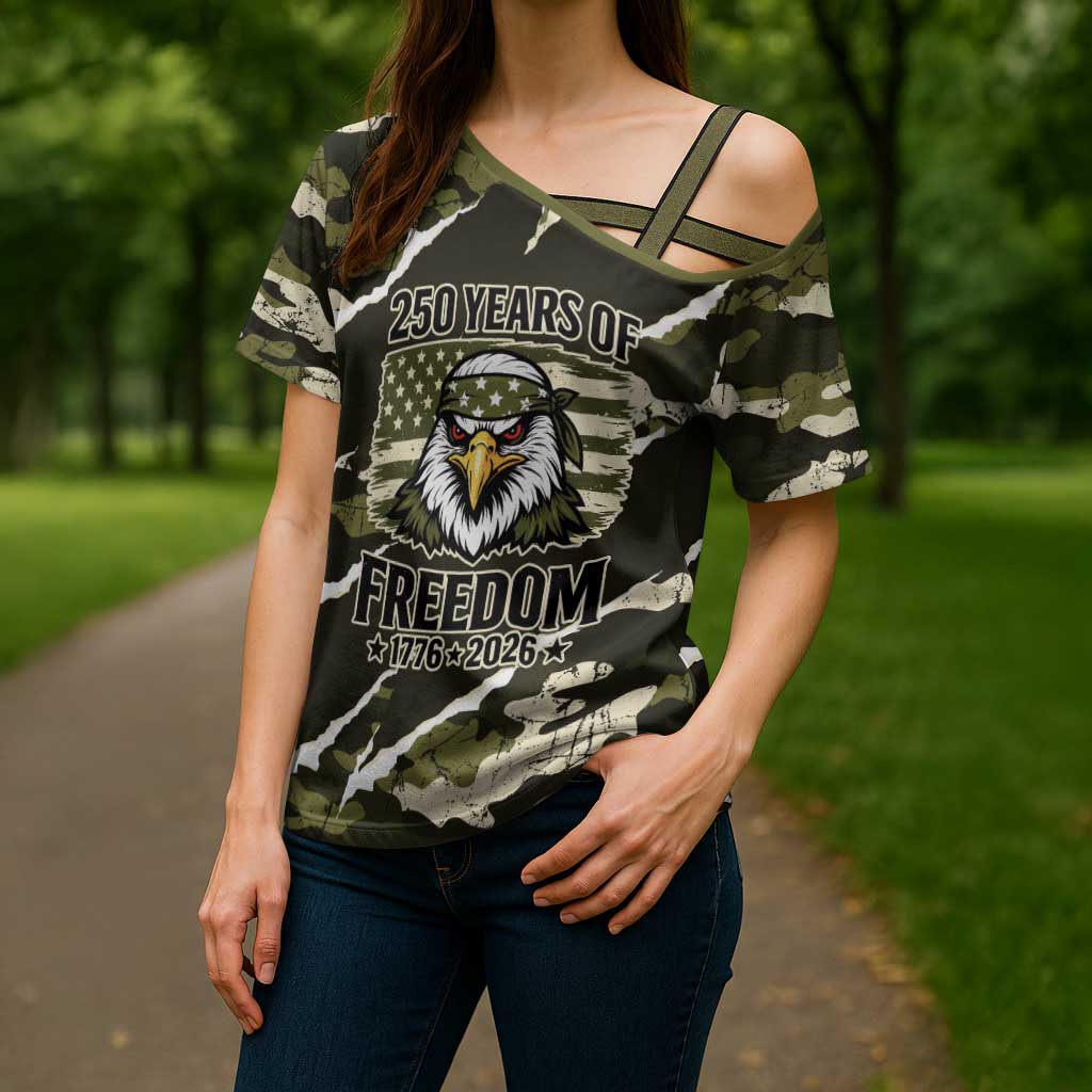 Personalized USA 250th Anniversary Cross Shoulder Shirt Eagle Camouflage Zipper Stylized