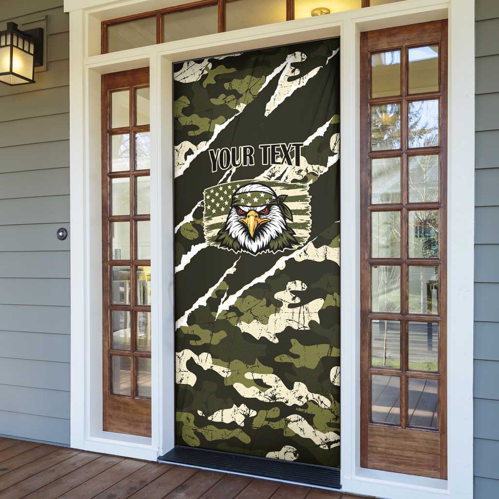 Personalized USA 250th Anniversary Door Cover Eagle Camouflage Zipper Stylized