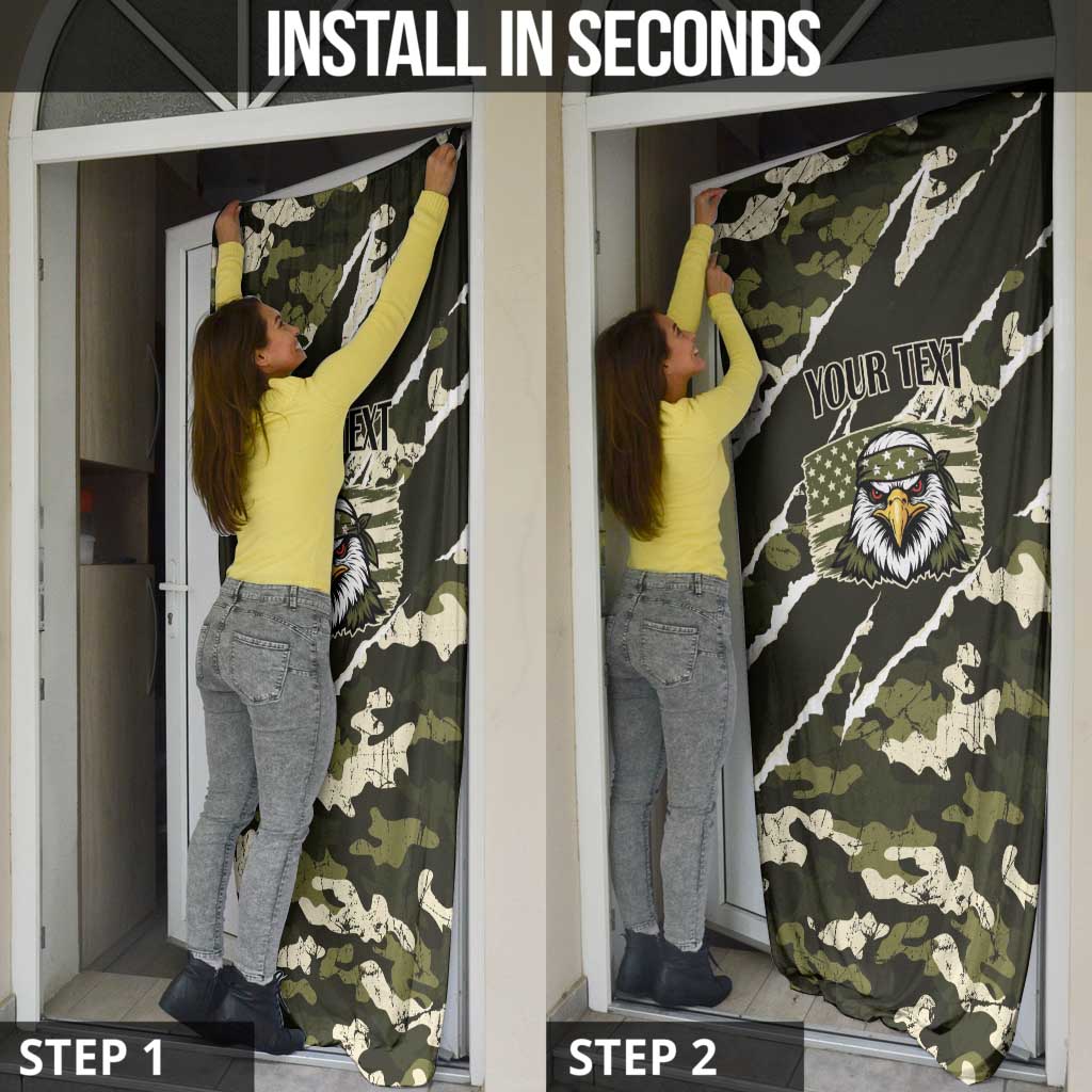Personalized USA 250th Anniversary Door Cover Eagle Camouflage Zipper Stylized