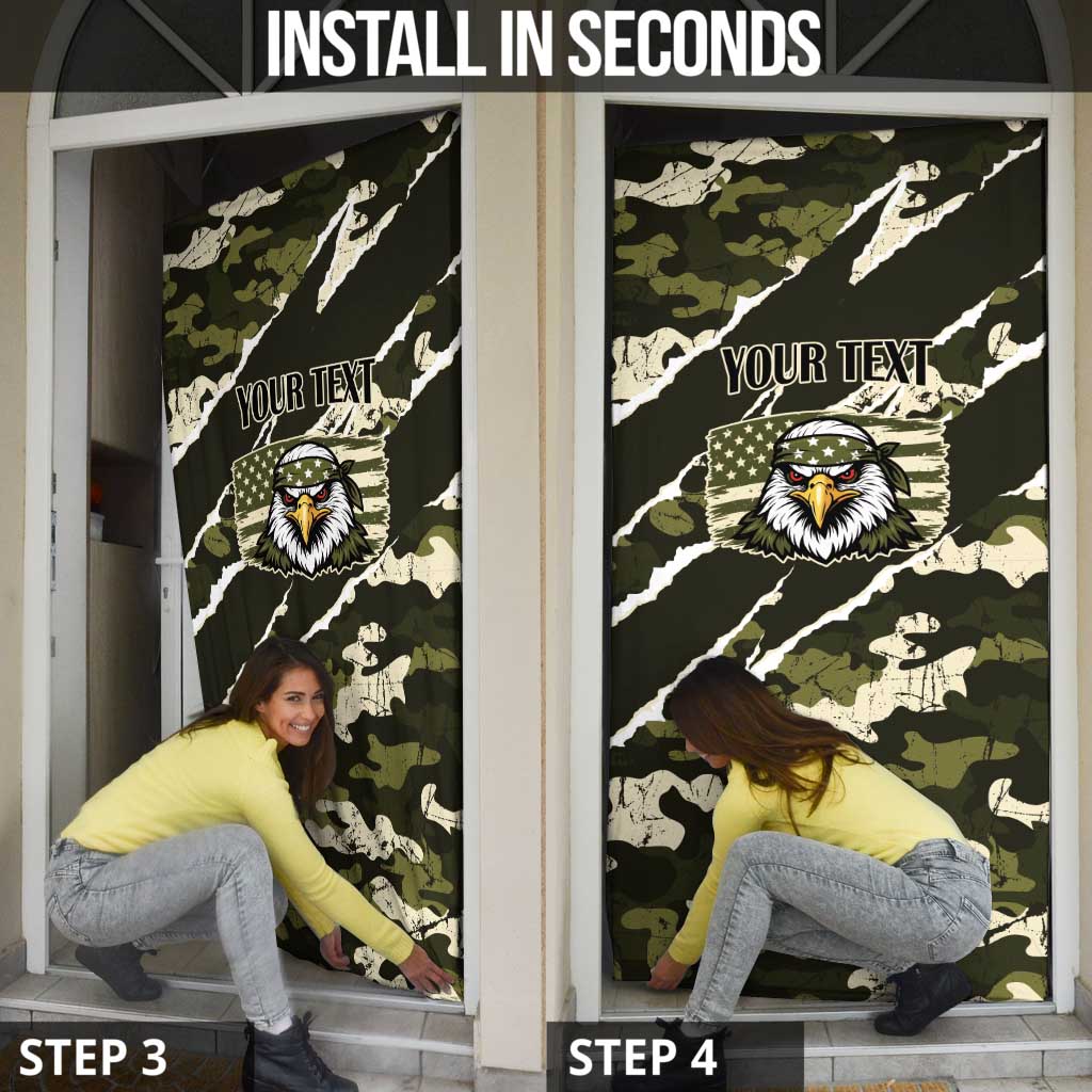 Personalized USA 250th Anniversary Door Cover Eagle Camouflage Zipper Stylized