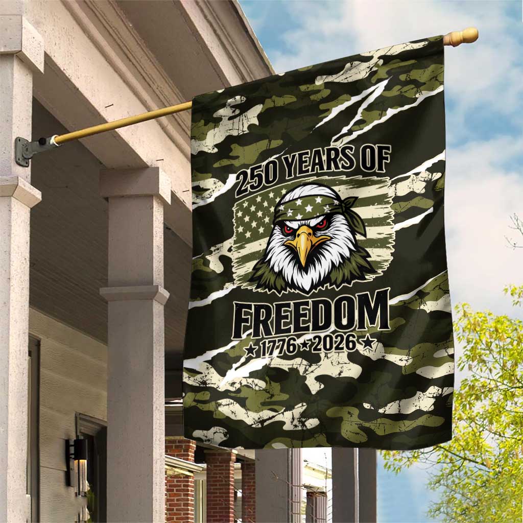 USA 250th Anniversary Garden Flag Eagle Camouflage Zipper Stylized