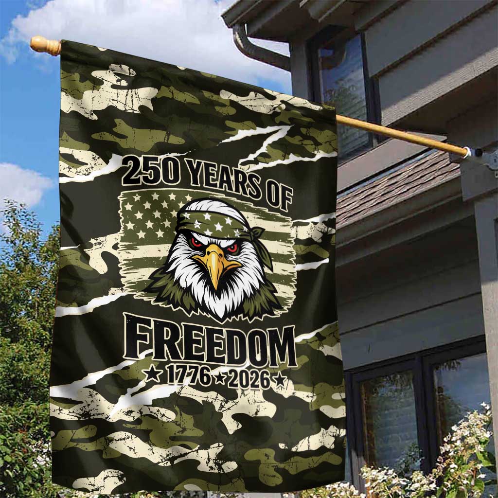 USA 250th Anniversary Garden Flag Eagle Camouflage Zipper Stylized