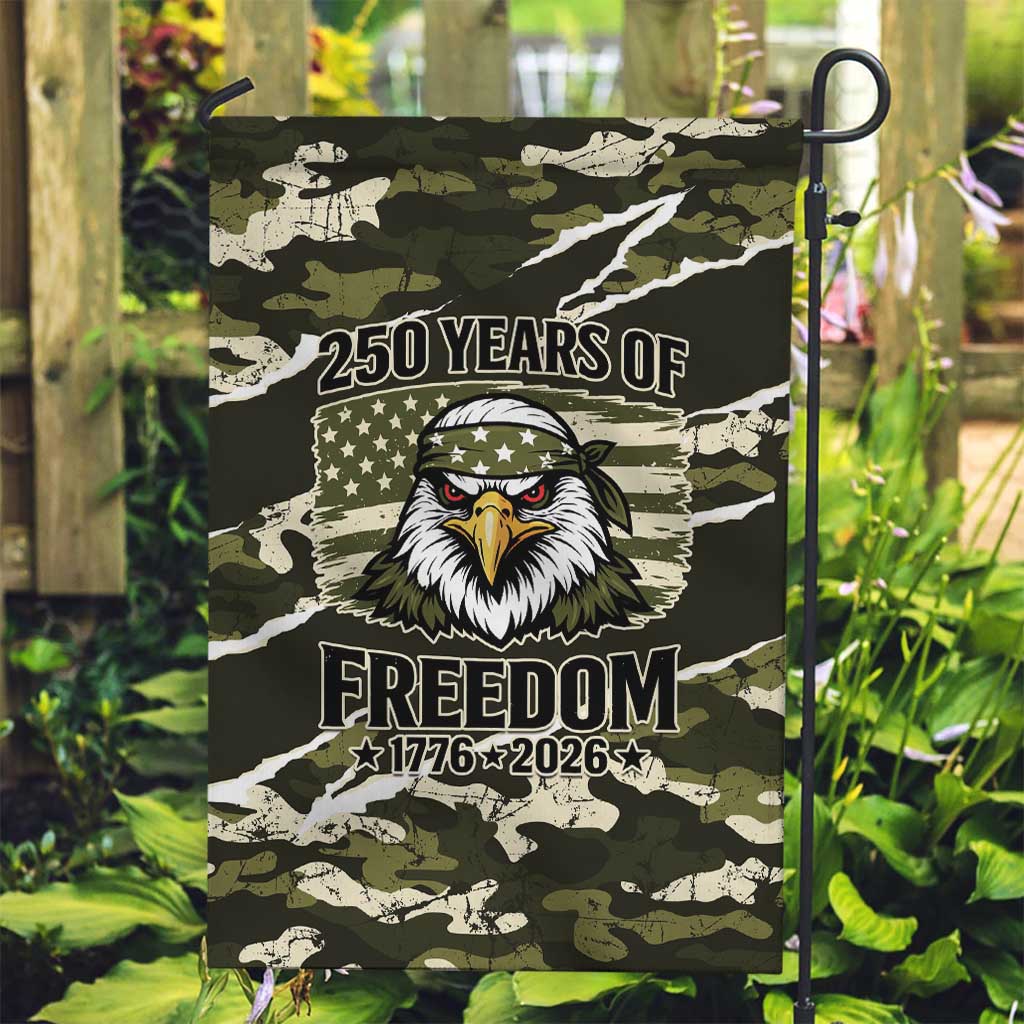 USA 250th Anniversary Garden Flag Eagle Camouflage Zipper Stylized