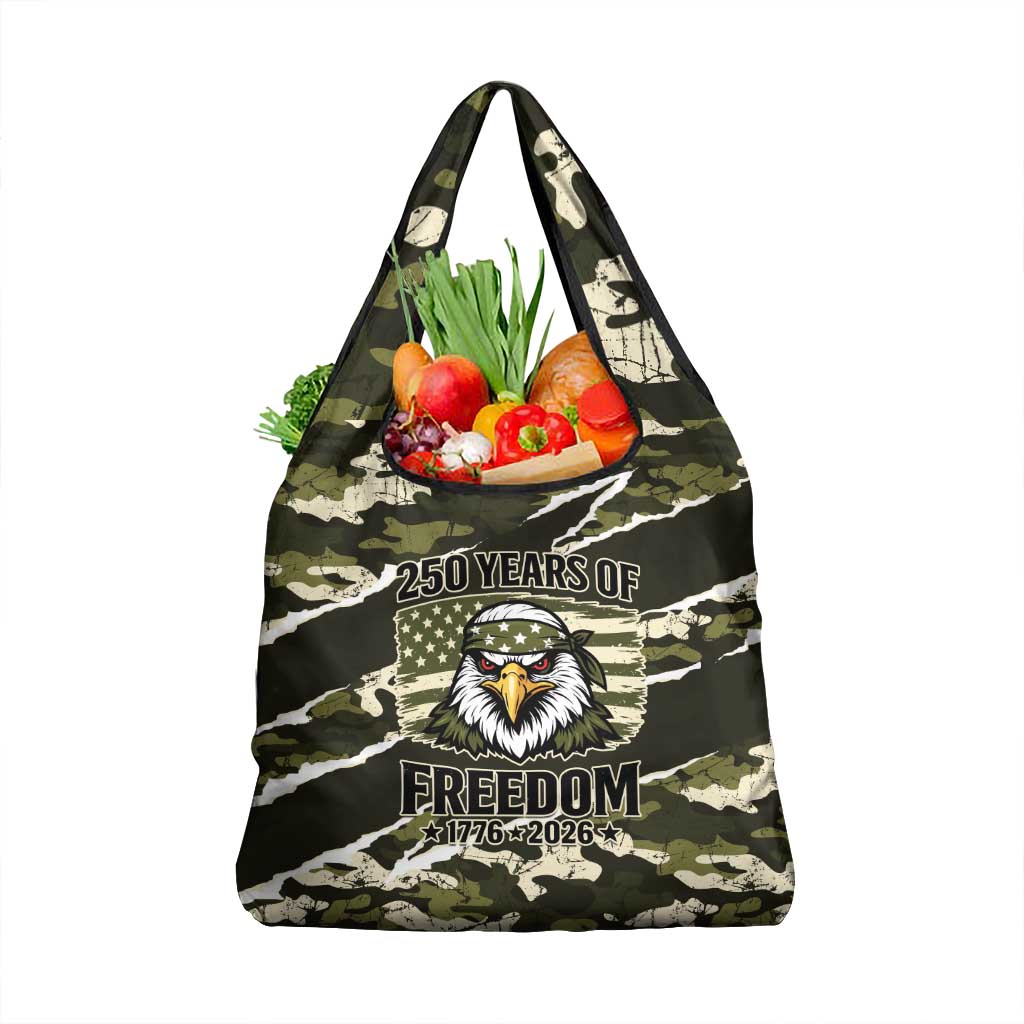 USA 250th Anniversary Grocery Bag Eagle Camouflage Zipper Stylized