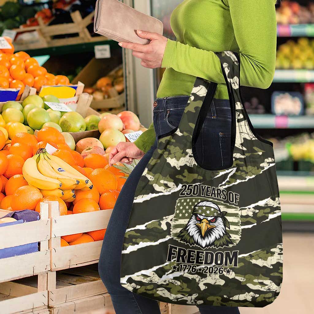 USA 250th Anniversary Grocery Bag Eagle Camouflage Zipper Stylized