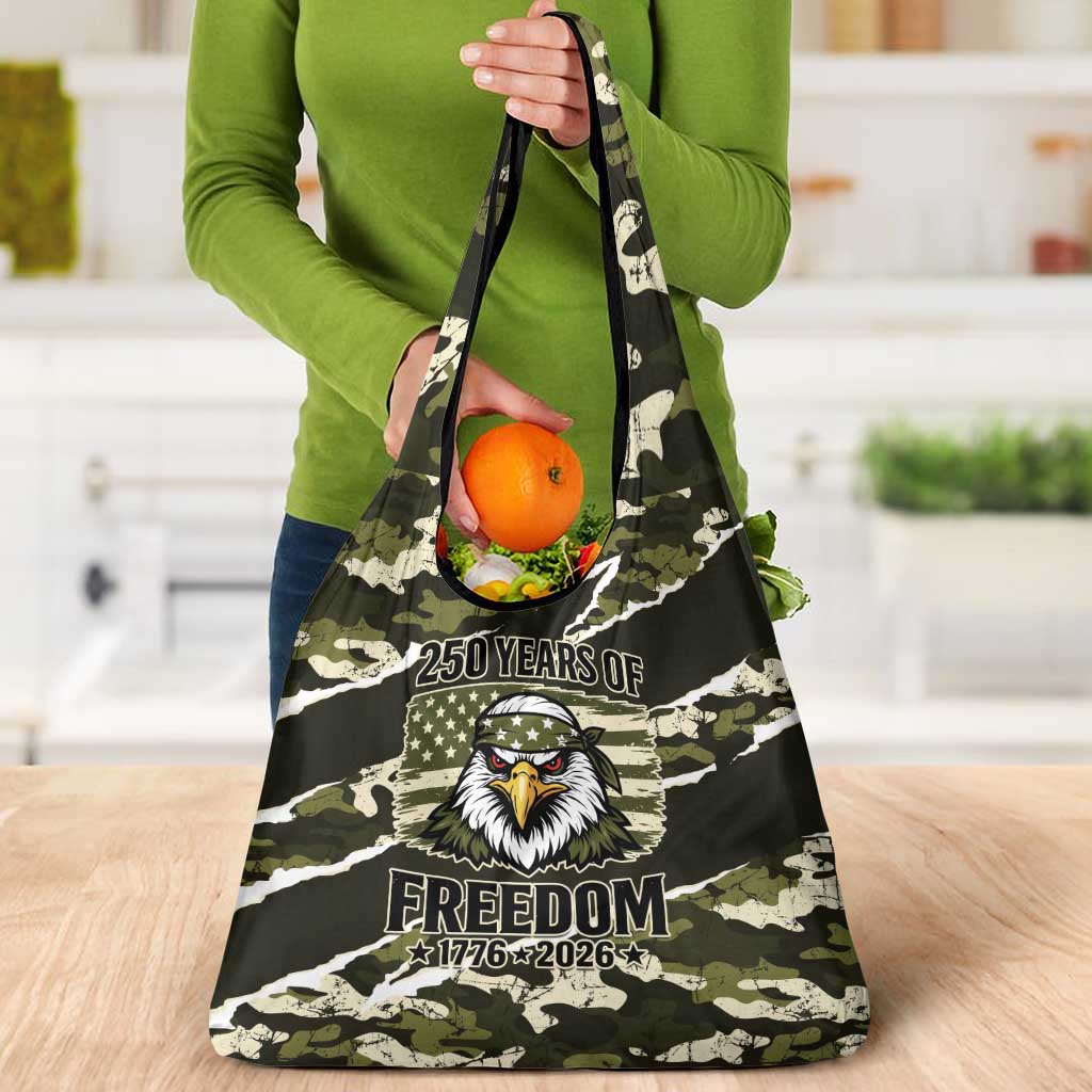 USA 250th Anniversary Grocery Bag Eagle Camouflage Zipper Stylized