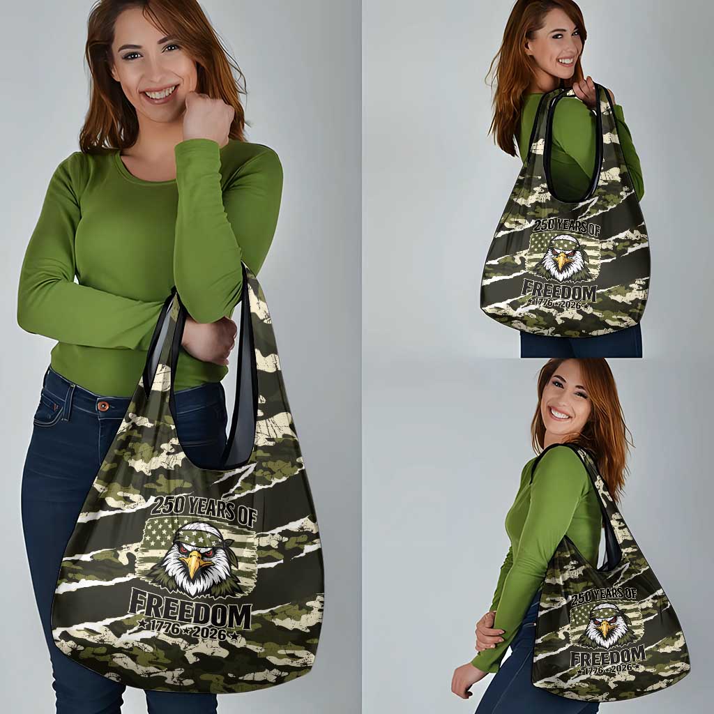 USA 250th Anniversary Grocery Bag Eagle Camouflage Zipper Stylized