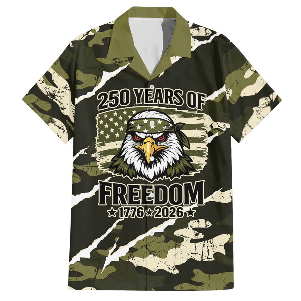 Personalized USA 250th Anniversary Hawaiian Shirt Eagle Camouflage Zipper Stylized