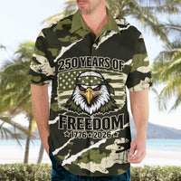 Personalized USA 250th Anniversary Hawaiian Shirt Eagle Camouflage Zipper Stylized