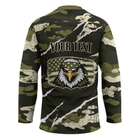 Personalized USA 250th Anniversary Hockey Jersey Eagle Camouflage Zipper Stylized