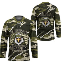 Personalized USA 250th Anniversary Hockey Jersey Eagle Camouflage Zipper Stylized