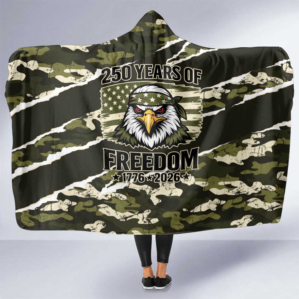 USA 250th Anniversary Hooded Blanket Eagle Camouflage Zipper Stylized