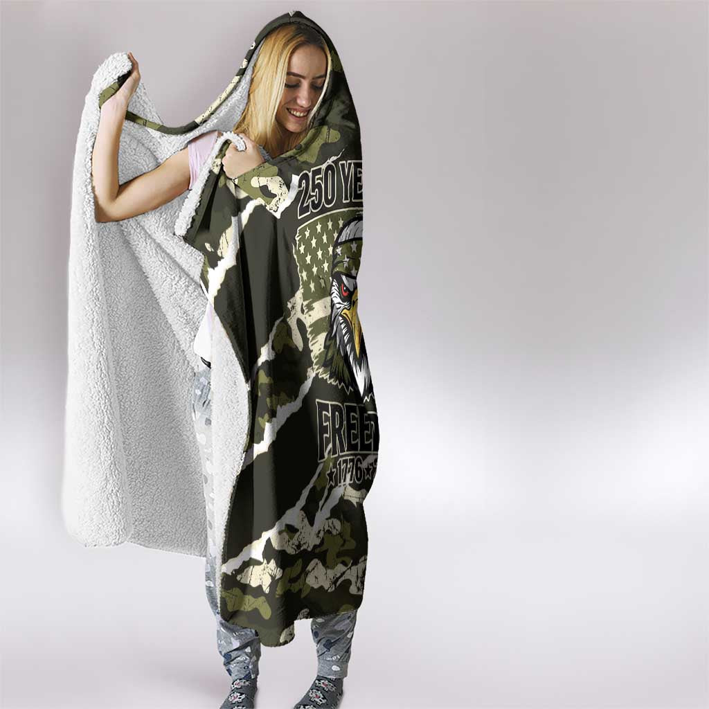 USA 250th Anniversary Hooded Blanket Eagle Camouflage Zipper Stylized