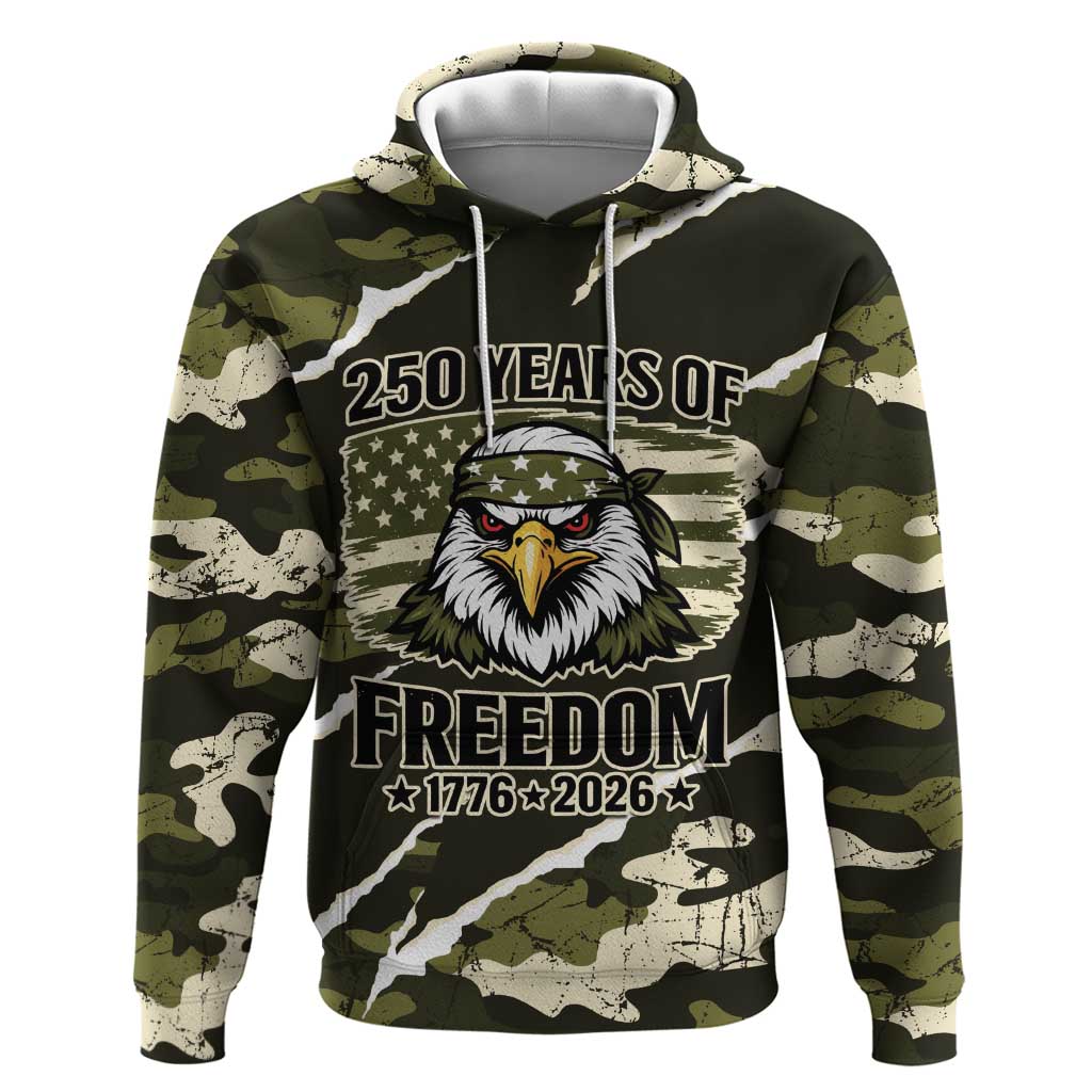 Personalized USA 250th Anniversary Hoodie Eagle Camouflage Zipper Stylized