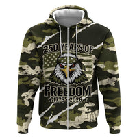 Personalized USA 250th Anniversary Hoodie Eagle Camouflage Zipper Stylized