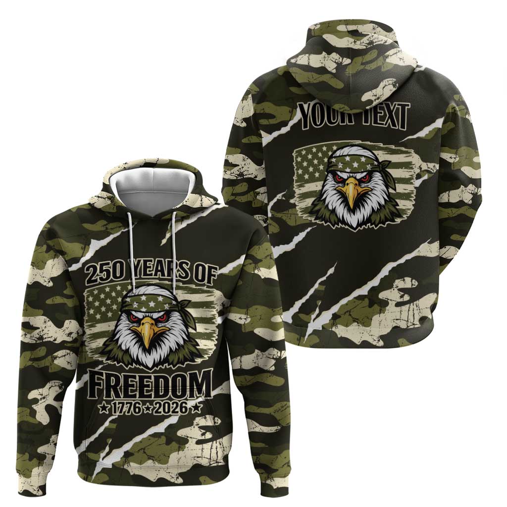 Personalized USA 250th Anniversary Hoodie Eagle Camouflage Zipper Stylized