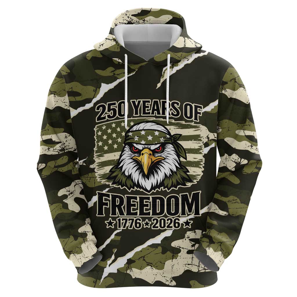 Personalized USA 250th Anniversary Hoodie Eagle Camouflage Zipper Stylized