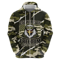 Personalized USA 250th Anniversary Hoodie Eagle Camouflage Zipper Stylized