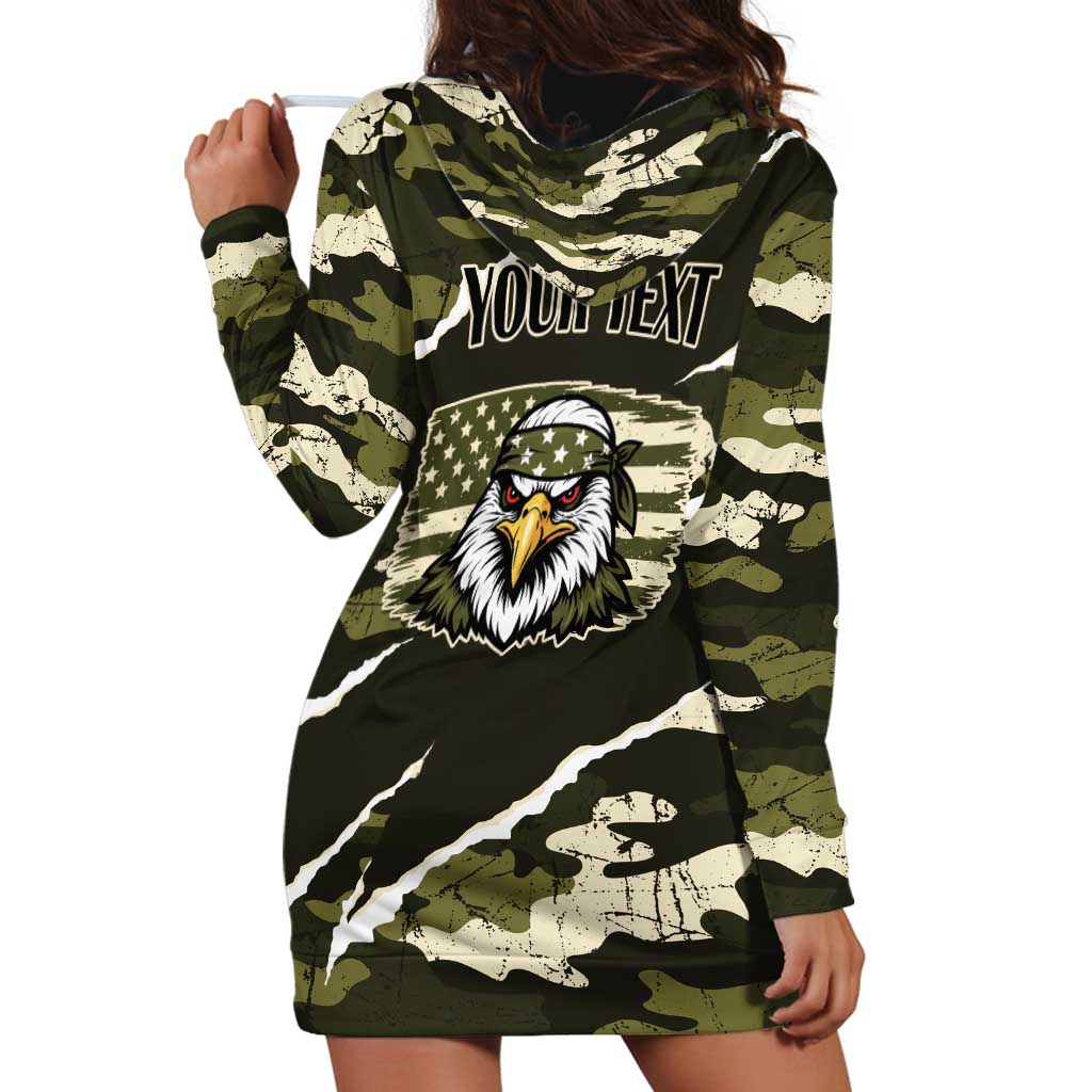 Personalized USA 250th Anniversary Hoodie Dress Eagle Camouflage Zipper Stylized