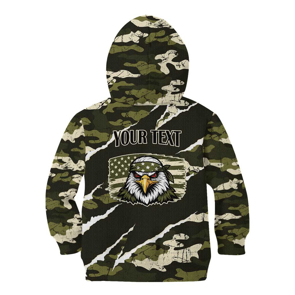 Personalized USA 250th Anniversary Kid Hoodie Eagle Camouflage Zipper Stylized