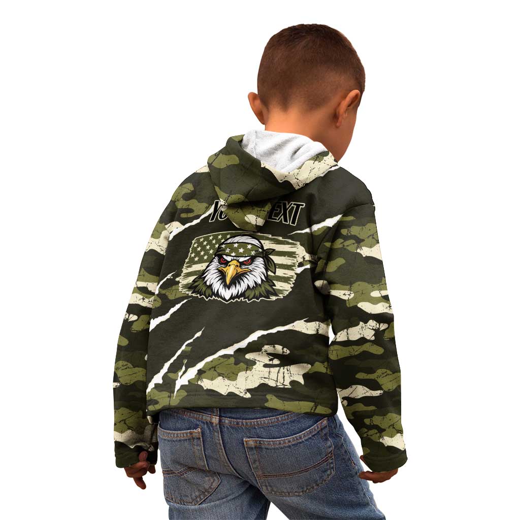Personalized USA 250th Anniversary Kid Hoodie Eagle Camouflage Zipper Stylized