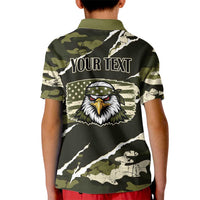 Personalized USA 250th Anniversary Kid Polo Shirt Eagle Camouflage Zipper Stylized