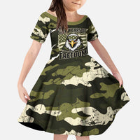 Personalized USA 250th Anniversary Kid Short Sleeve Dress Eagle Camouflage Zipper Stylized